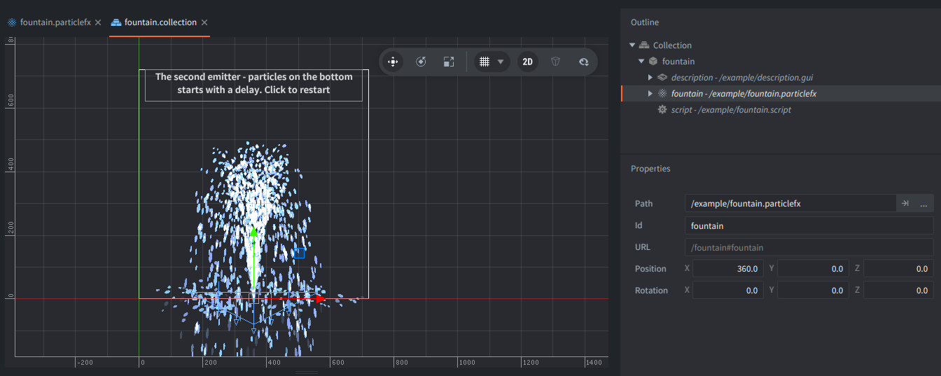 Fountain particle effect
