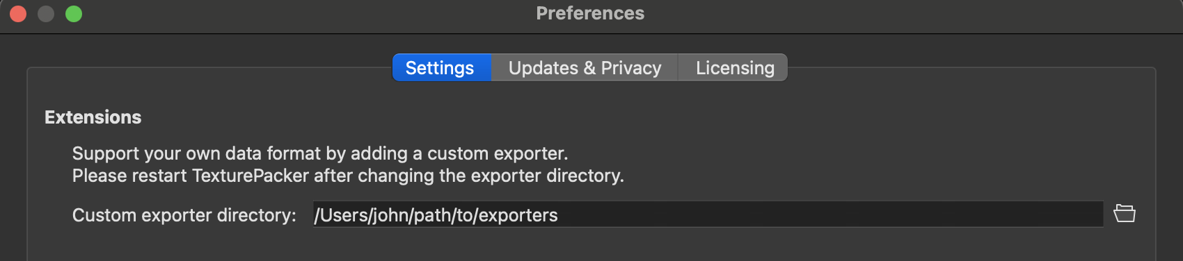 Texture Packer Export Folder