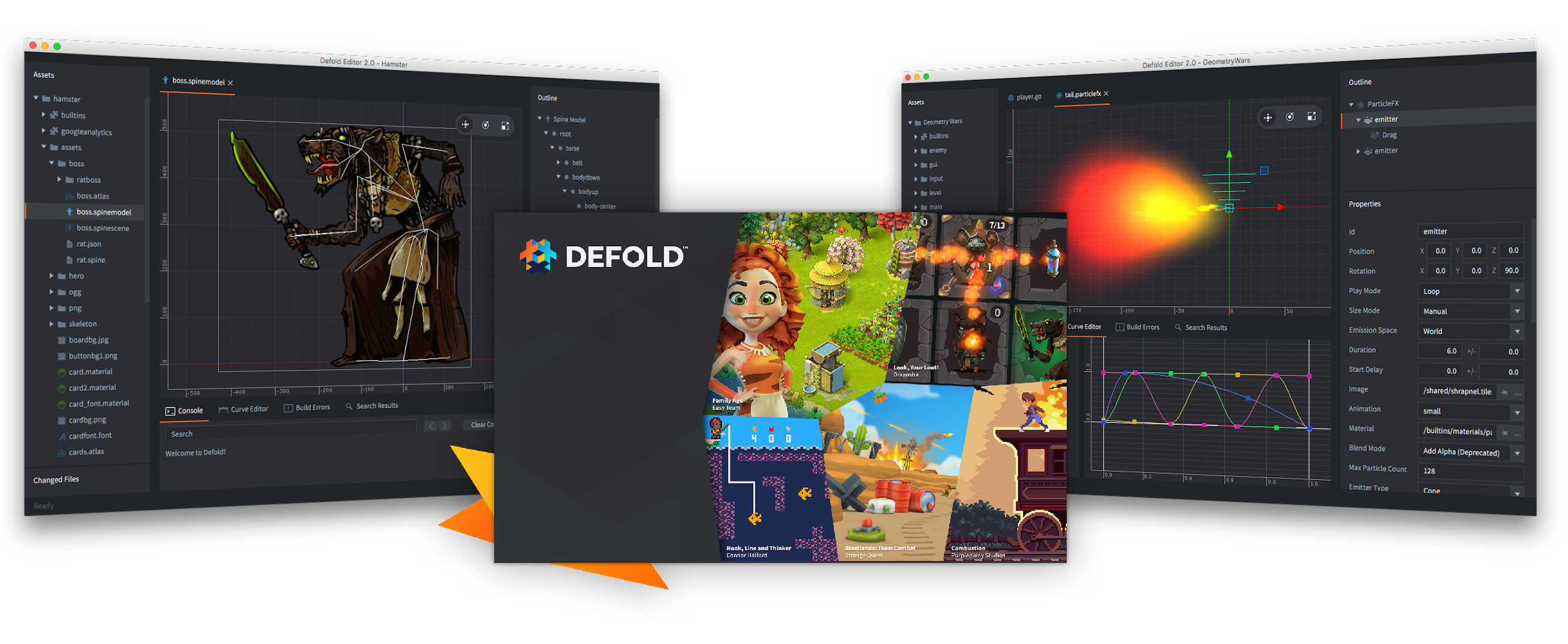 Defold editor screenshots