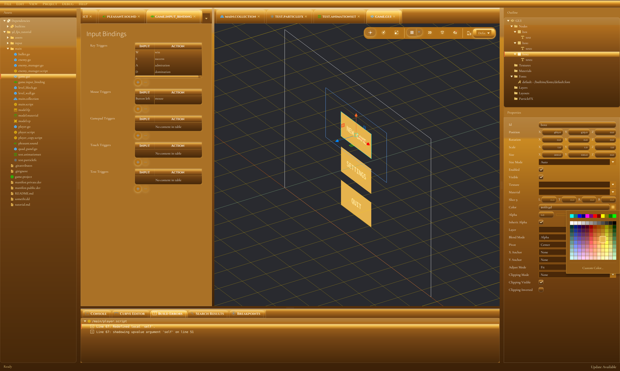 Defold Pro golden UI concept art