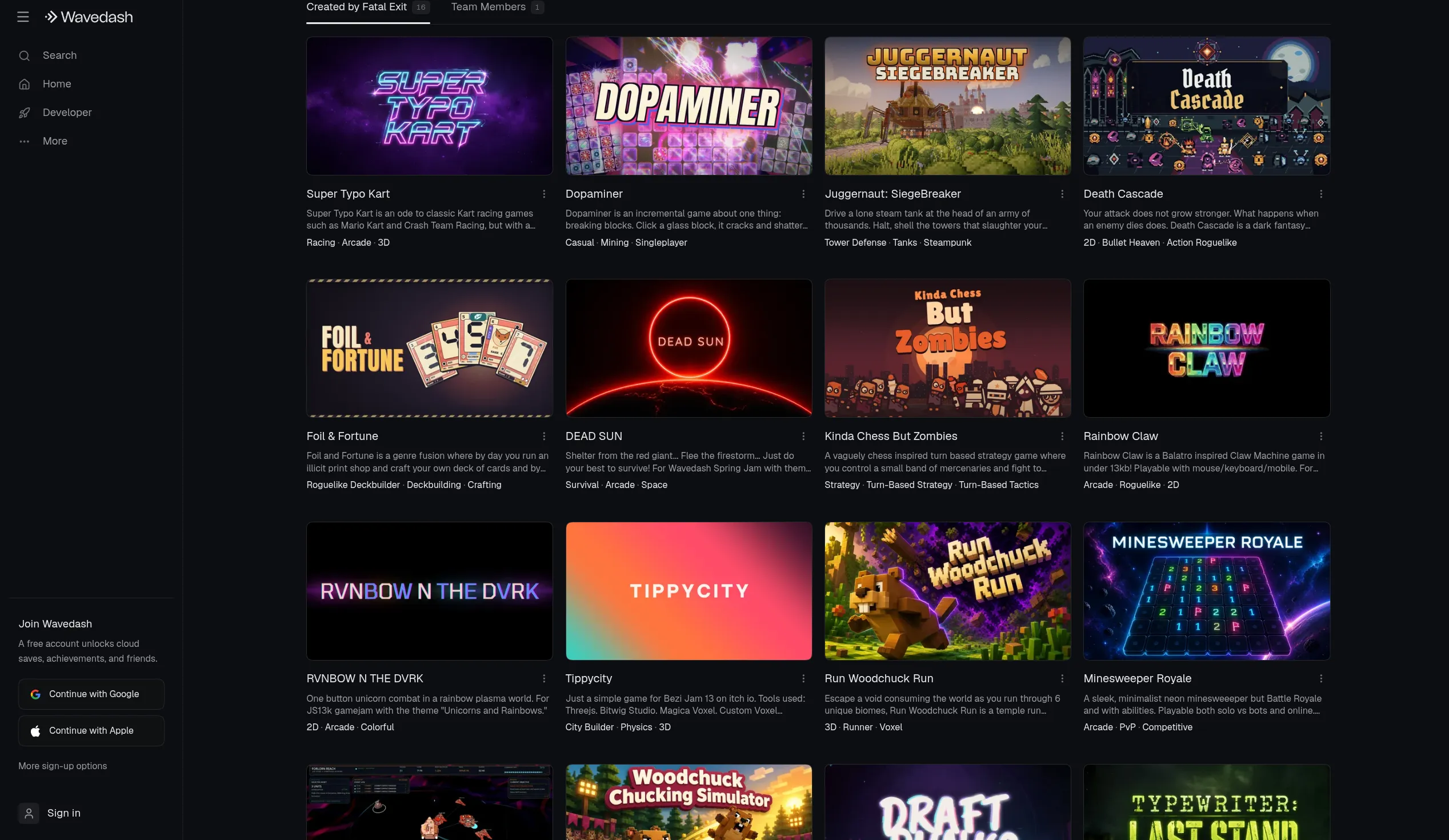 Fatal Exit games on Wavedash
