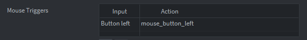 Left mouse button added to input bindings.
