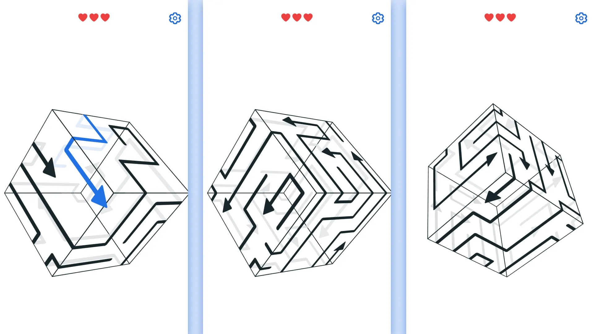 Arrow Cube 3D puzzles made with Defold