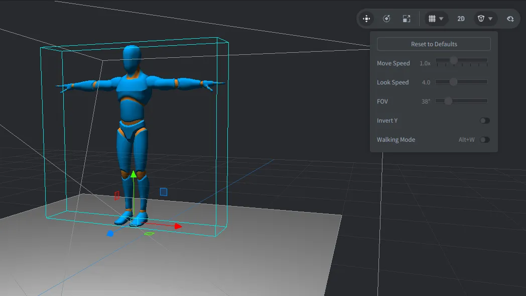 Camera and grid settings in Scene View