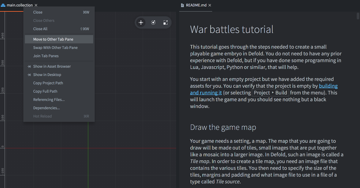 Defold project settings