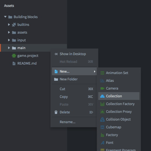 Defold project settings