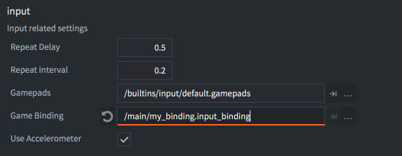 Input binding setting