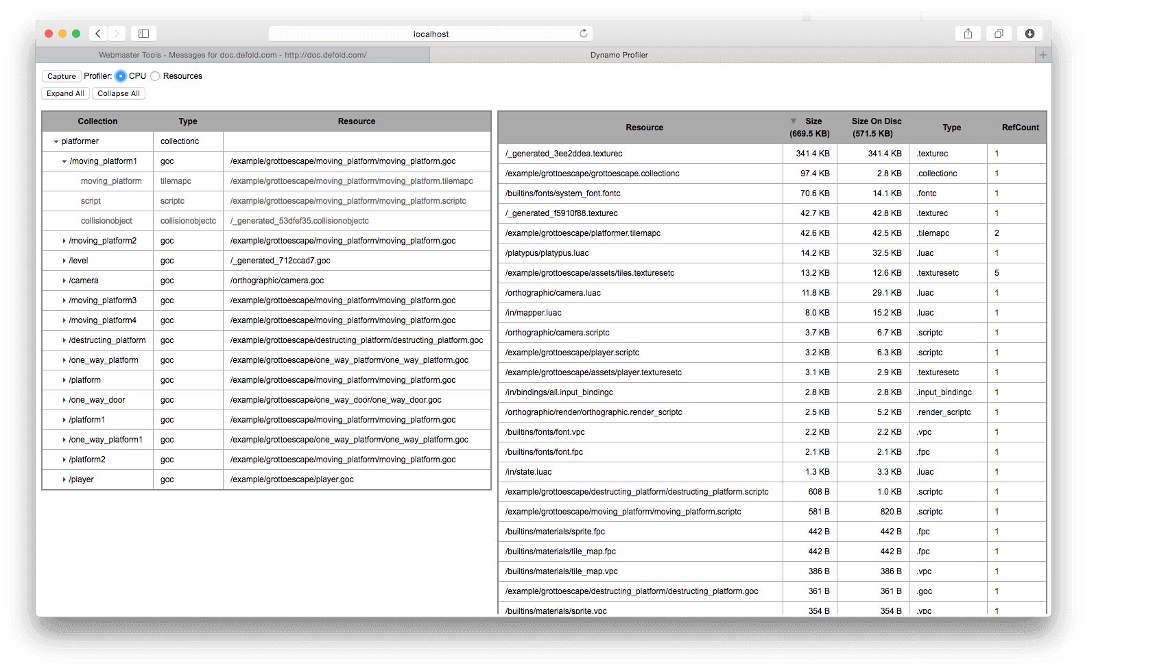 Resource profiler