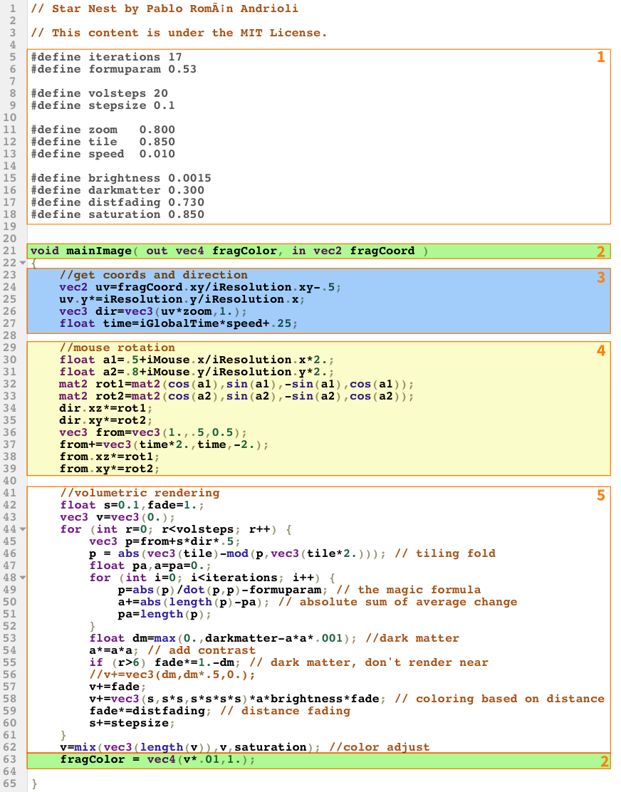 Star Nest shader code